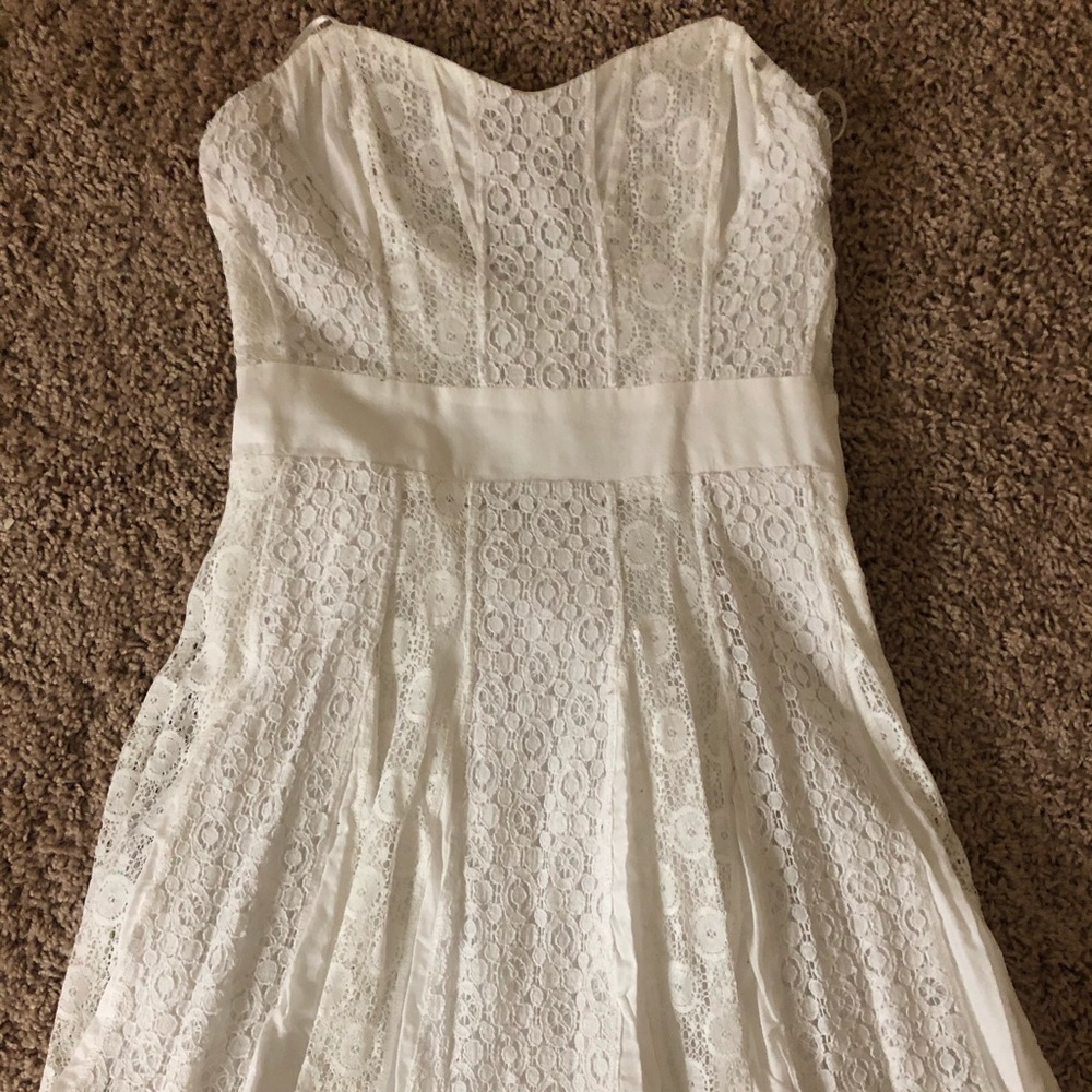 Guess strapless white eyelet dress